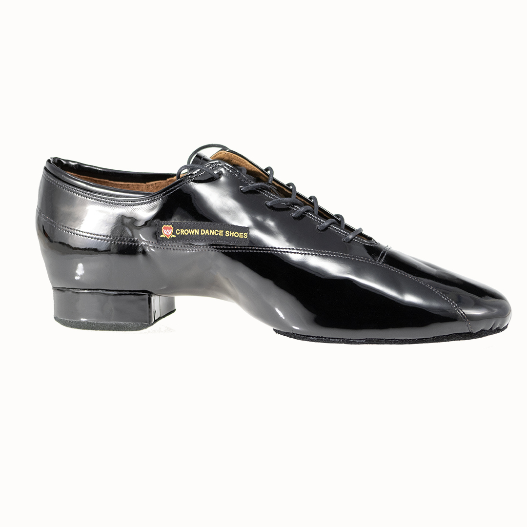Men smooth split sole black patent dance shoes 517S-3 - Crown Dance Shoes